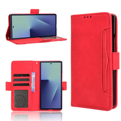 Samsung Galaxy Z Fold7 - Pen Slot Skin Feel PU Leather Wallet Phone Case with Card Slots, Cash Pocket, Magnetic Closure, Built-In Stand, Full Protection TPU Cover