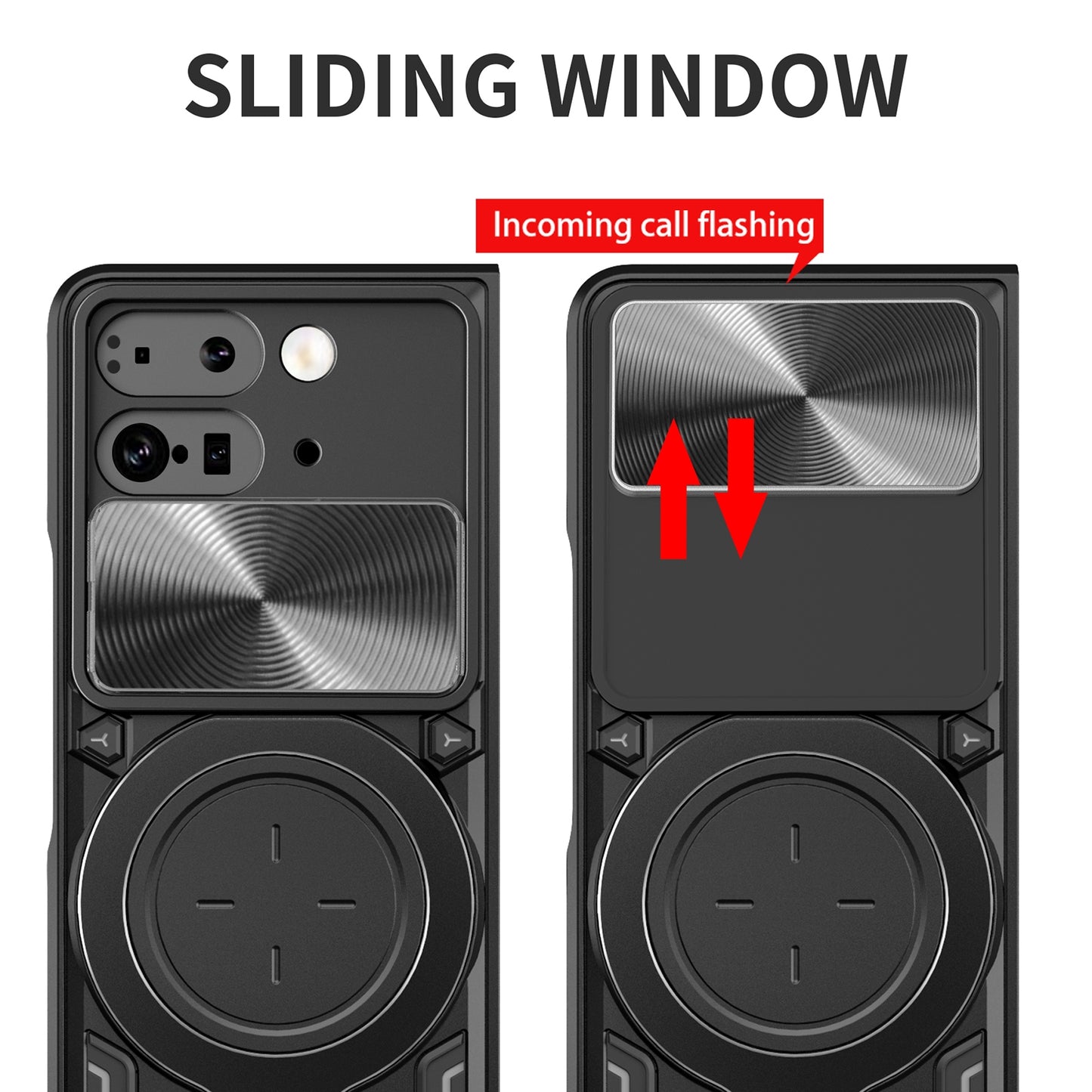 Google Pixel 9 Pro Fold Magnetic Holder CD Texture Sliding Camshield Phone Case, TPU PC Shockproof Cover