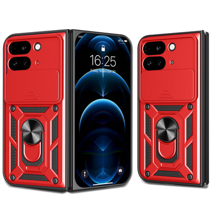 Google Pixel 9 Pro Fold Sliding Camera Cover Magnetic Ring Stand Shockproof TPU + PC Protective Phone Case