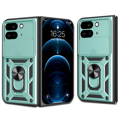 Google Pixel 9 Pro Fold Sliding Camera Cover Magnetic Ring Stand Shockproof TPU + PC Protective Phone Case