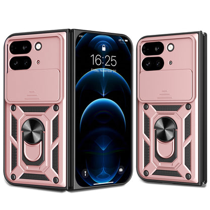 Google Pixel 9 Pro Fold Sliding Camera Cover Magnetic Ring Stand Shockproof TPU + PC Protective Phone Case