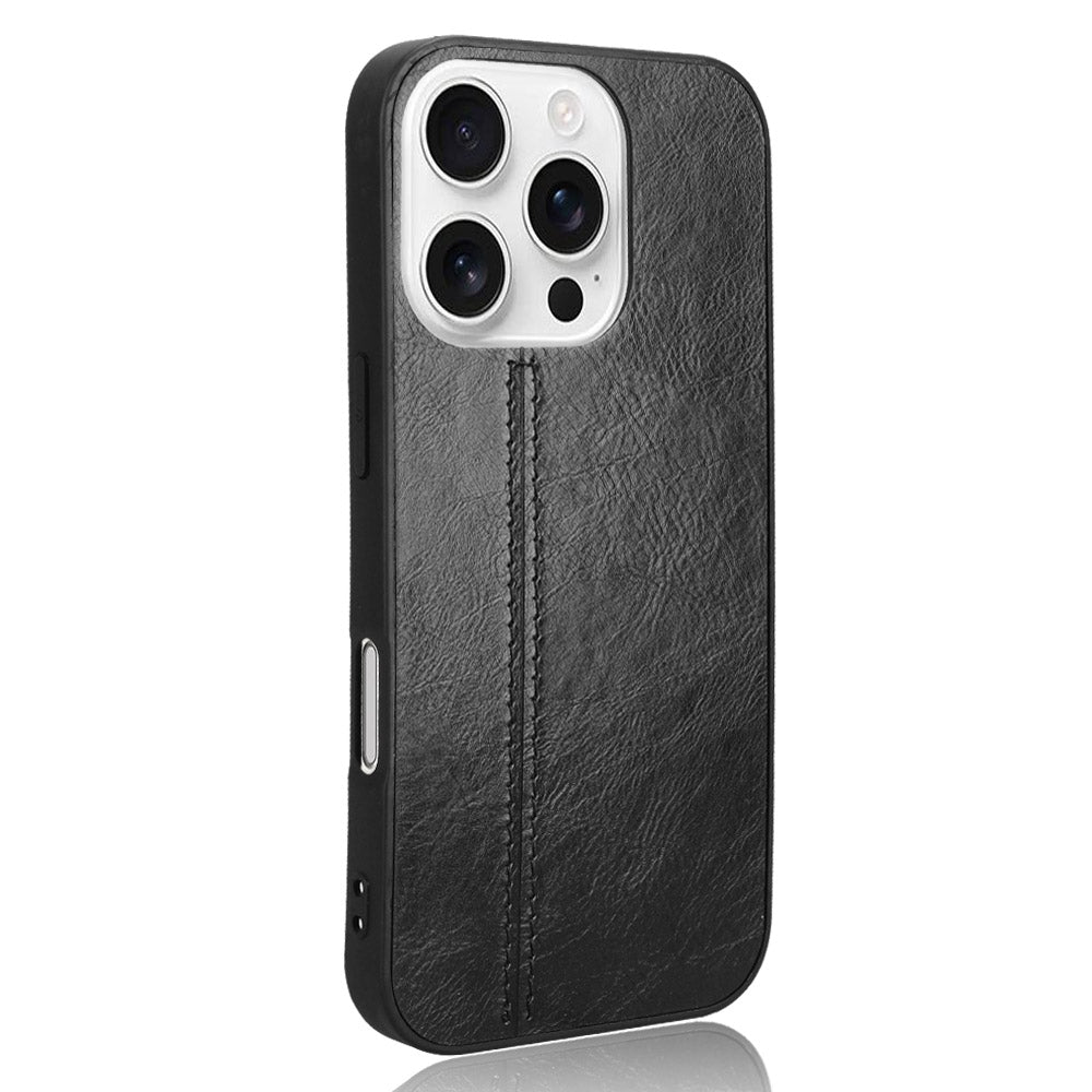Apple iPhone 16 Pro Max Cow Pattern Sewing Back Cover Phone Case - Premium PU Leather Texture PC + TPU Shockproof Protective Case, Scratch Resistant Slim Lightweight Anti-Fingerprint Full Coverage Mobile Cover