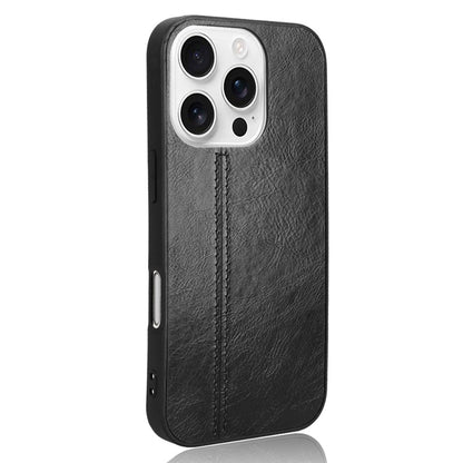 Apple iPhone 16 Pro Max Cow Pattern Sewing Back Cover Phone Case - Premium PU Leather Texture PC + TPU Shockproof Protective Case, Scratch Resistant Slim Lightweight Anti-Fingerprint Full Coverage Mobile Cover