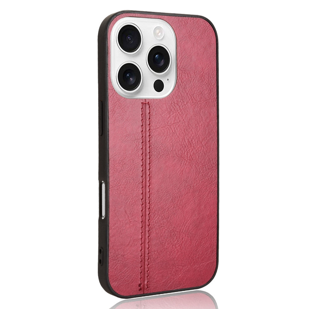 Apple iPhone 16 Pro Max Cow Pattern Sewing Back Cover Phone Case - Premium PU Leather Texture PC + TPU Shockproof Protective Case, Scratch Resistant Slim Lightweight Anti-Fingerprint Full Coverage Mobile Cover