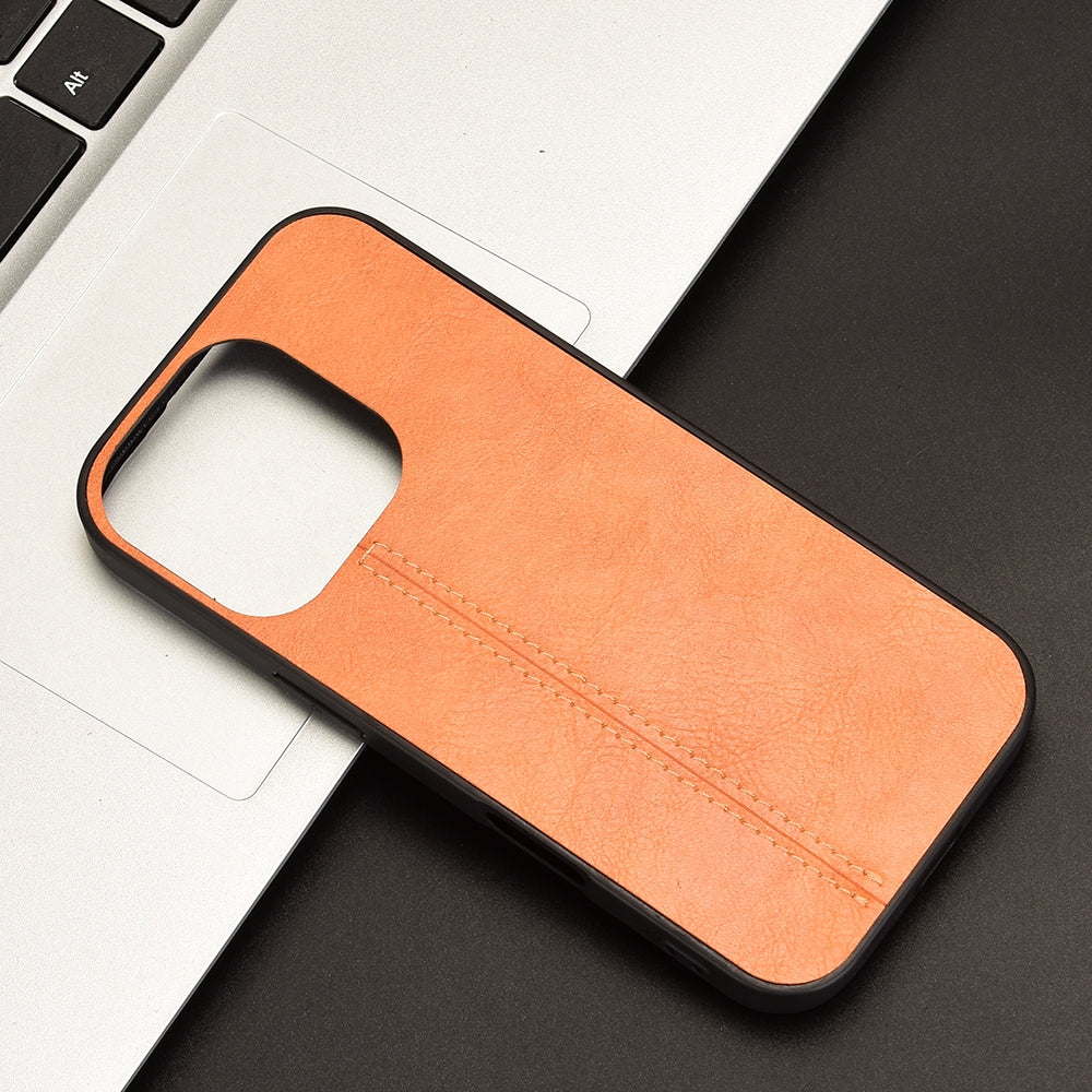 Apple iPhone 16 Pro Max Cow Pattern Sewing Back Cover Phone Case - Premium PU Leather Texture PC + TPU Shockproof Protective Case, Scratch Resistant Slim Lightweight Anti-Fingerprint Full Coverage Mobile Cover