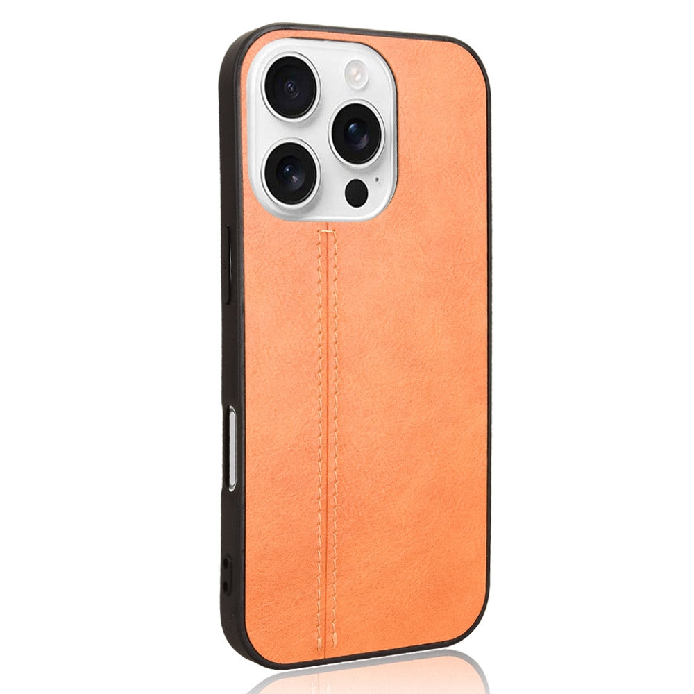 Apple iPhone 16 Pro Max Cow Pattern Sewing Back Cover Phone Case - Premium PU Leather Texture PC + TPU Shockproof Protective Case, Scratch Resistant Slim Lightweight Anti-Fingerprint Full Coverage Mobile Cover