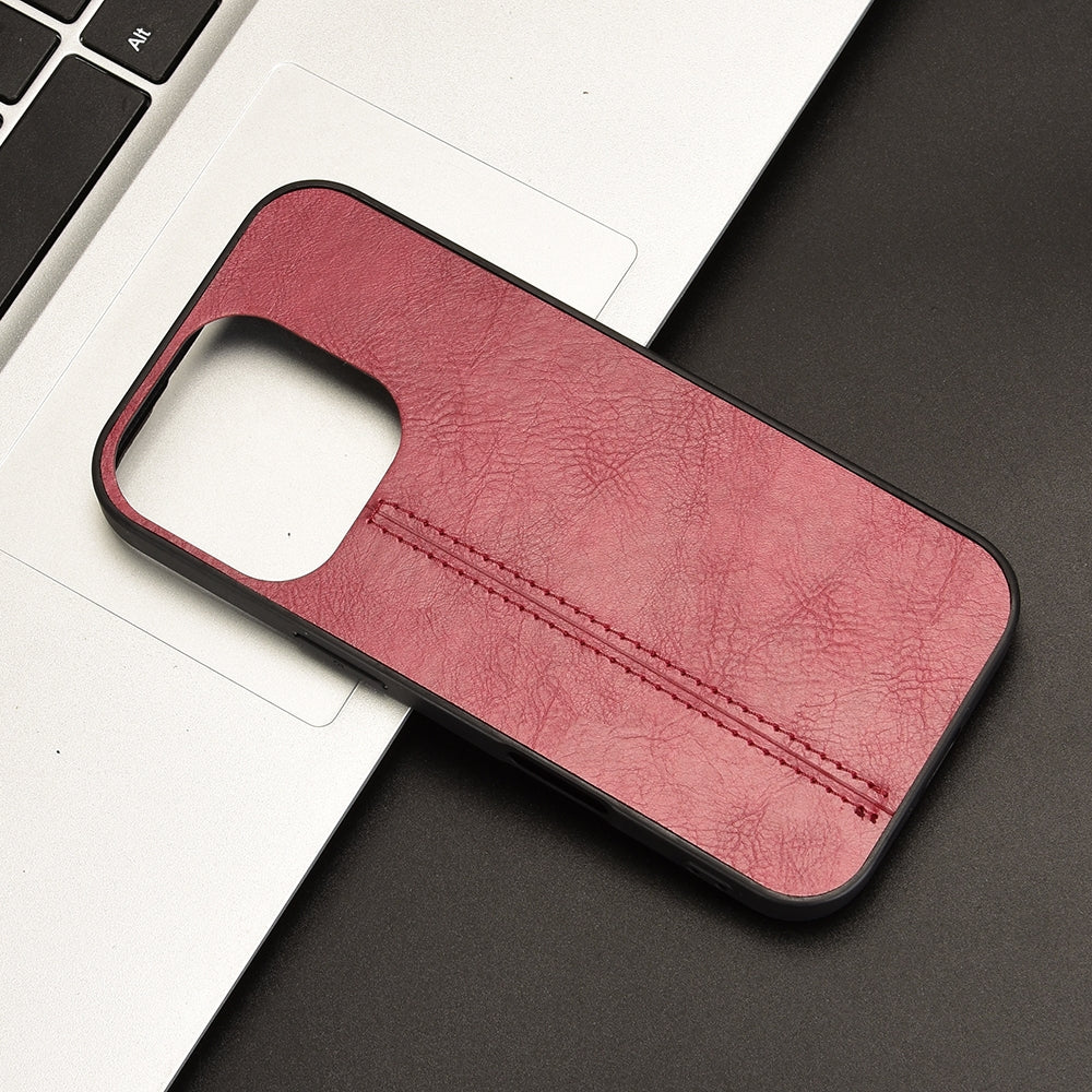 Apple iPhone 16 Pro Cow Pattern Sewing Back Cover Phone Case - Premium PU Leather Texture PC + TPU Shockproof Protective Case, Scratch Resistant Slim Lightweight Anti-Fingerprint Full Coverage Mobile Cover