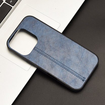 Apple iPhone 16 Pro Cow Pattern Sewing Back Cover Phone Case - Premium PU Leather Texture PC + TPU Shockproof Protective Case, Scratch Resistant Slim Lightweight Anti-Fingerprint Full Coverage Mobile Cover