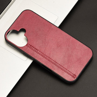 Apple iPhone 16 Plus Cow Pattern Sewing Back Cover Phone Case - Premium PU Leather Texture PC + TPU Shockproof Protective Case, Scratch Resistant Slim Lightweight Anti-Fingerprint Full Coverage Mobile Cover