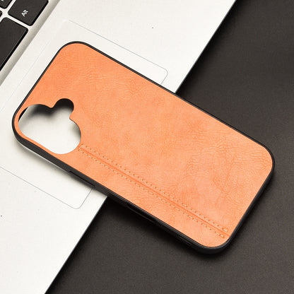 Apple iPhone 16 Plus Cow Pattern Sewing Back Cover Phone Case - Premium PU Leather Texture PC + TPU Shockproof Protective Case, Scratch Resistant Slim Lightweight Anti-Fingerprint Full Coverage Mobile Cover