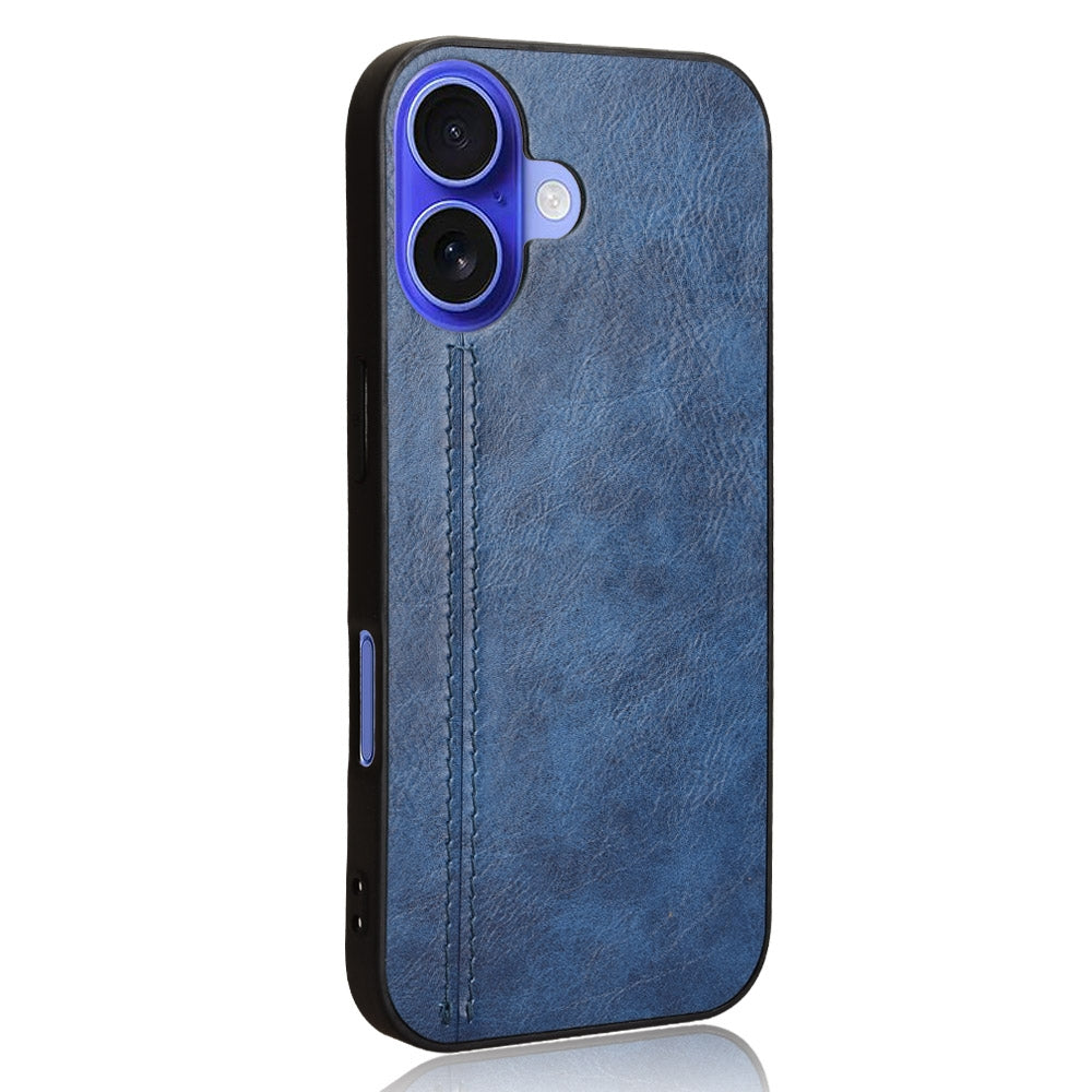 Apple iPhone 16 Plus Cow Pattern Sewing Back Cover Phone Case - Premium PU Leather Texture PC + TPU Shockproof Protective Case, Scratch Resistant Slim Lightweight Anti-Fingerprint Full Coverage Mobile Cover
