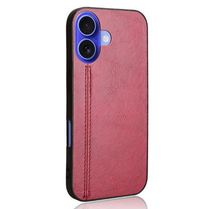 Apple iPhone 16 Cow Pattern Sewing Back Cover Phone Case - Premium PU Leather Texture PC + TPU Shockproof Protective Case, Scratch Resistant Slim Lightweight Anti-Fingerprint Full Coverage Mobile Cover