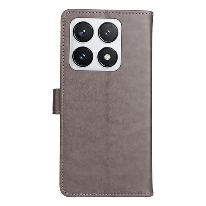 For Xiaomi 14T Pro Cat and Bee Embossed Flip Leather Phone Case Wallet Cover with Card Slots Cash Pocket Magnetic Stand Protective Shockproof TPU PU Leather Case with Wrist Strap