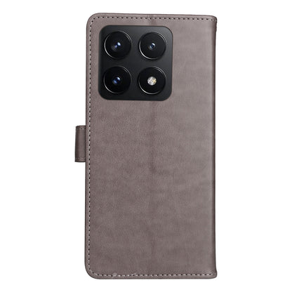 For Xiaomi 14T Cat and Bee Embossed Flip Leather Phone Case Wallet Cover with Card Slots Cash Pocket Magnetic Stand Protective Shockproof TPU PU Leather Case with Wrist Strap