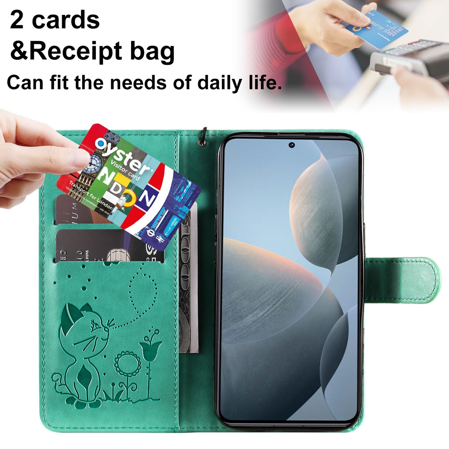 For Xiaomi 14T Cat and Bee Embossed Flip Leather Phone Case Wallet Cover with Card Slots Cash Pocket Magnetic Stand Protective Shockproof TPU PU Leather Case with Wrist Strap