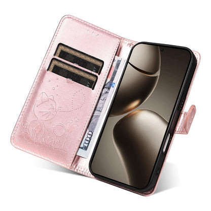 For Xiaomi 15T Pro 5G Cat and Bee Embossed Flip Leather Phone Case Wallet Cover with Card Slots Cash Pocket Magnetic Stand Protective Shockproof TPU PU Leather Case with Wrist Strap