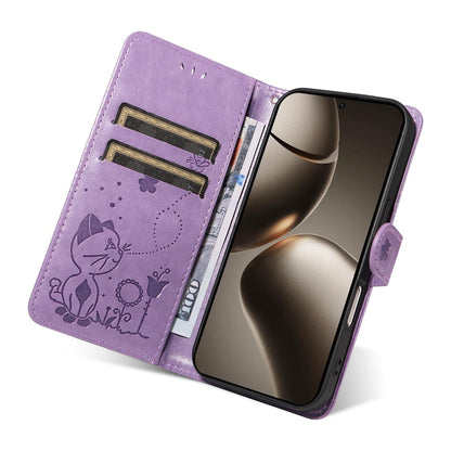 For Xiaomi 15T Pro 5G Cat and Bee Embossed Flip Leather Phone Case Wallet Cover with Card Slots Cash Pocket Magnetic Stand Protective Shockproof TPU PU Leather Case with Wrist Strap