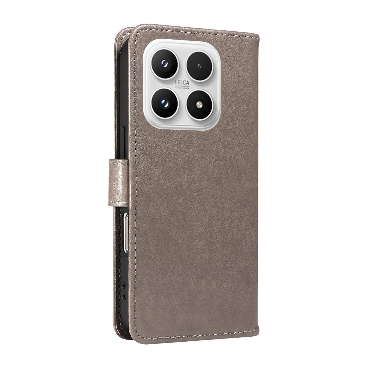 For Xiaomi 17 Cat and Bee Embossed Flip Leather Phone Case Wallet Cover with Card Slots Cash Pocket Magnetic Stand Protective Shockproof TPU PU Leather Case with Wrist Strap