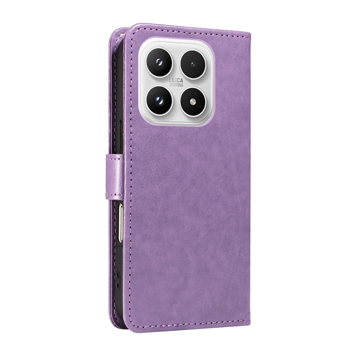 For Xiaomi 17 Cat and Bee Embossed Flip Leather Phone Case Wallet Cover with Card Slots Cash Pocket Magnetic Stand Protective Shockproof TPU PU Leather Case with Wrist Strap
