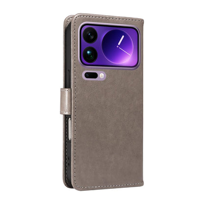 For Xiaomi 17 Pro Max Cat and Bee Embossed Flip Leather Phone Case Wallet Cover with Card Slots Cash Pocket Magnetic Stand Protective Shockproof TPU PU Leather Case with Wrist Strap