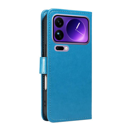 For Xiaomi 17 Pro Max Cat and Bee Embossed Flip Leather Phone Case Wallet Cover with Card Slots Cash Pocket Magnetic Stand Protective Shockproof TPU PU Leather Case with Wrist Strap