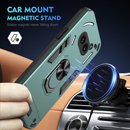 Nothing Phone 2a Shockproof Metal Ring Holder Phone Case with 360 degrees Rotating Kickstand, Ultra Slim Protective Cover, Raised Camera Guard, PC Silicone Armour Shell, Anti-Scratch Back & Edge Protection