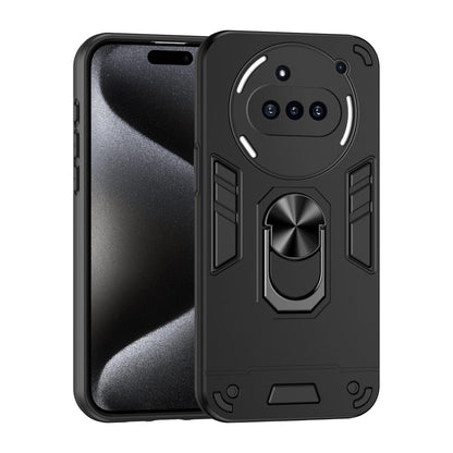 Nothing Phone 3a Shockproof Metal Ring Holder Phone Case with 360 degrees Rotating Kickstand, Ultra Slim Protective Cover, Raised Camera Guard, PC Silicone Armour Shell, Anti-Scratch Back & Edge Protection