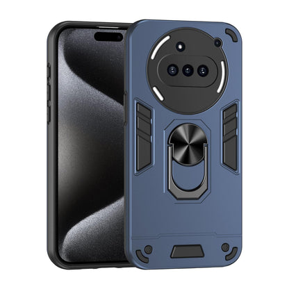 Nothing Phone 3a Shockproof Metal Ring Holder Phone Case with 360 degrees Rotating Kickstand, Ultra Slim Protective Cover, Raised Camera Guard, PC Silicone Armour Shell, Anti-Scratch Back & Edge Protection