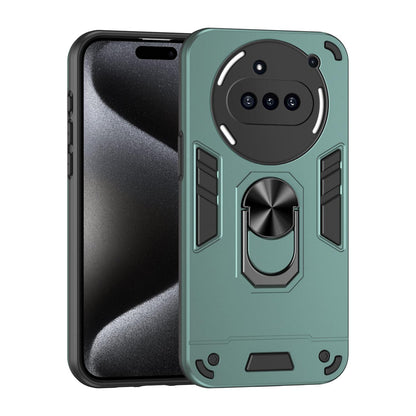 Nothing Phone 3a Shockproof Metal Ring Holder Phone Case with 360 degrees Rotating Kickstand, Ultra Slim Protective Cover, Raised Camera Guard, PC Silicone Armour Shell, Anti-Scratch Back & Edge Protection