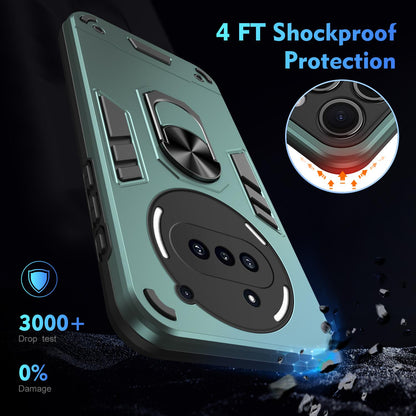 Nothing Phone 3a Shockproof Metal Ring Holder Phone Case with 360 degrees Rotating Kickstand, Ultra Slim Protective Cover, Raised Camera Guard, PC Silicone Armour Shell, Anti-Scratch Back & Edge Protection
