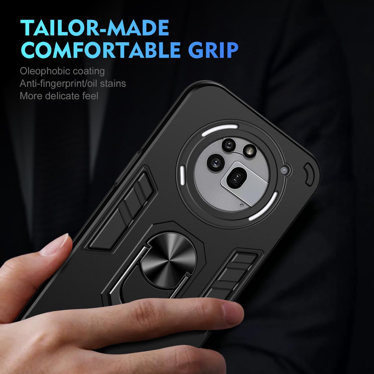 Nothing Phone 3a Pro Shockproof Metal Ring Holder Phone Case with 360 degrees Rotating Kickstand, Ultra Slim Protective Cover, Raised Camera Guard, PC Silicone Armour Shell, Anti-Scratch Back & Edge Protection