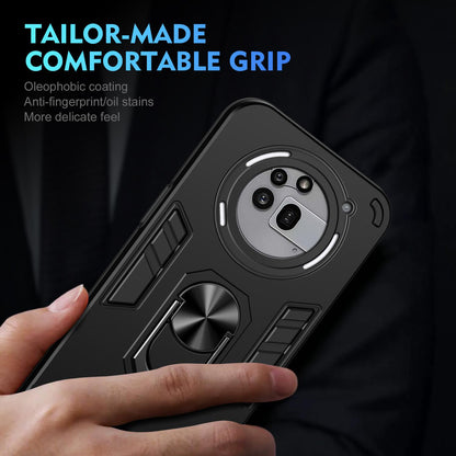 Nothing Phone 3a Pro Shockproof Metal Ring Holder Phone Case with 360 degrees Rotating Kickstand, Ultra Slim Protective Cover, Raised Camera Guard, PC Silicone Armour Shell, Anti-Scratch Back & Edge Protection