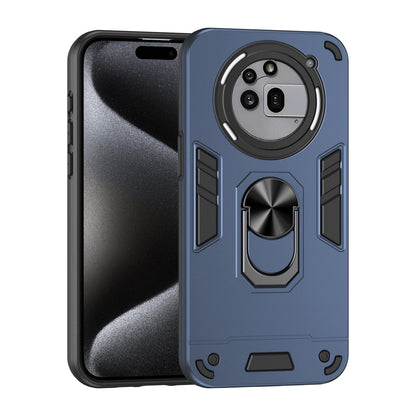 Nothing Phone 3a Pro Shockproof Metal Ring Holder Phone Case with 360 degrees Rotating Kickstand, Ultra Slim Protective Cover, Raised Camera Guard, PC Silicone Armour Shell, Anti-Scratch Back & Edge Protection