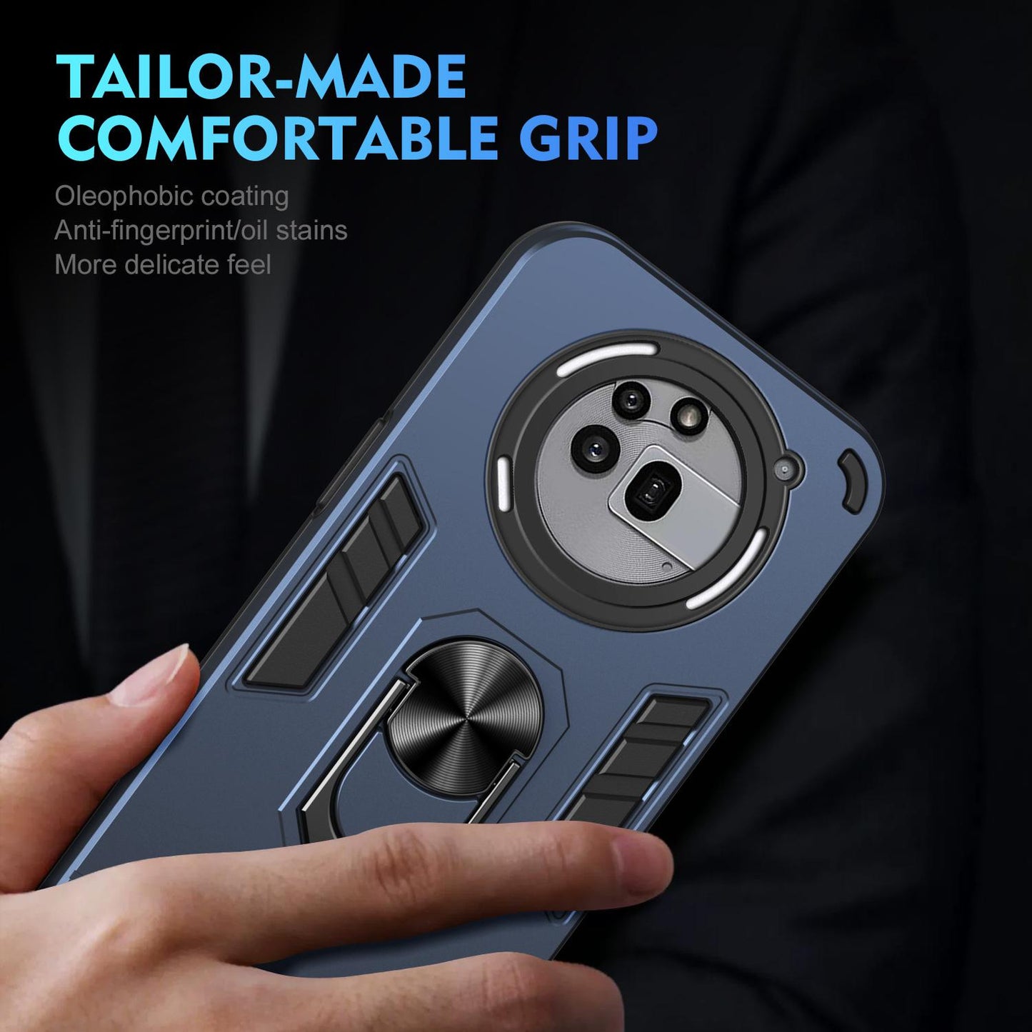 Nothing Phone 3a Pro Shockproof Metal Ring Holder Phone Case with 360 degrees Rotating Kickstand, Ultra Slim Protective Cover, Raised Camera Guard, PC Silicone Armour Shell, Anti-Scratch Back & Edge Protection