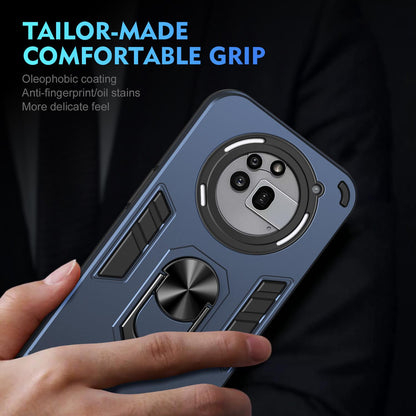 Nothing Phone 3a Pro Shockproof Metal Ring Holder Phone Case with 360 degrees Rotating Kickstand, Ultra Slim Protective Cover, Raised Camera Guard, PC Silicone Armour Shell, Anti-Scratch Back & Edge Protection