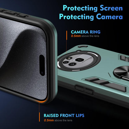 Nothing Phone 3a Pro Shockproof Metal Ring Holder Phone Case with 360 degrees Rotating Kickstand, Ultra Slim Protective Cover, Raised Camera Guard, PC Silicone Armour Shell, Anti-Scratch Back & Edge Protection