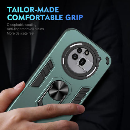 Nothing Phone 3a Pro Shockproof Metal Ring Holder Phone Case with 360 degrees Rotating Kickstand, Ultra Slim Protective Cover, Raised Camera Guard, PC Silicone Armour Shell, Anti-Scratch Back & Edge Protection