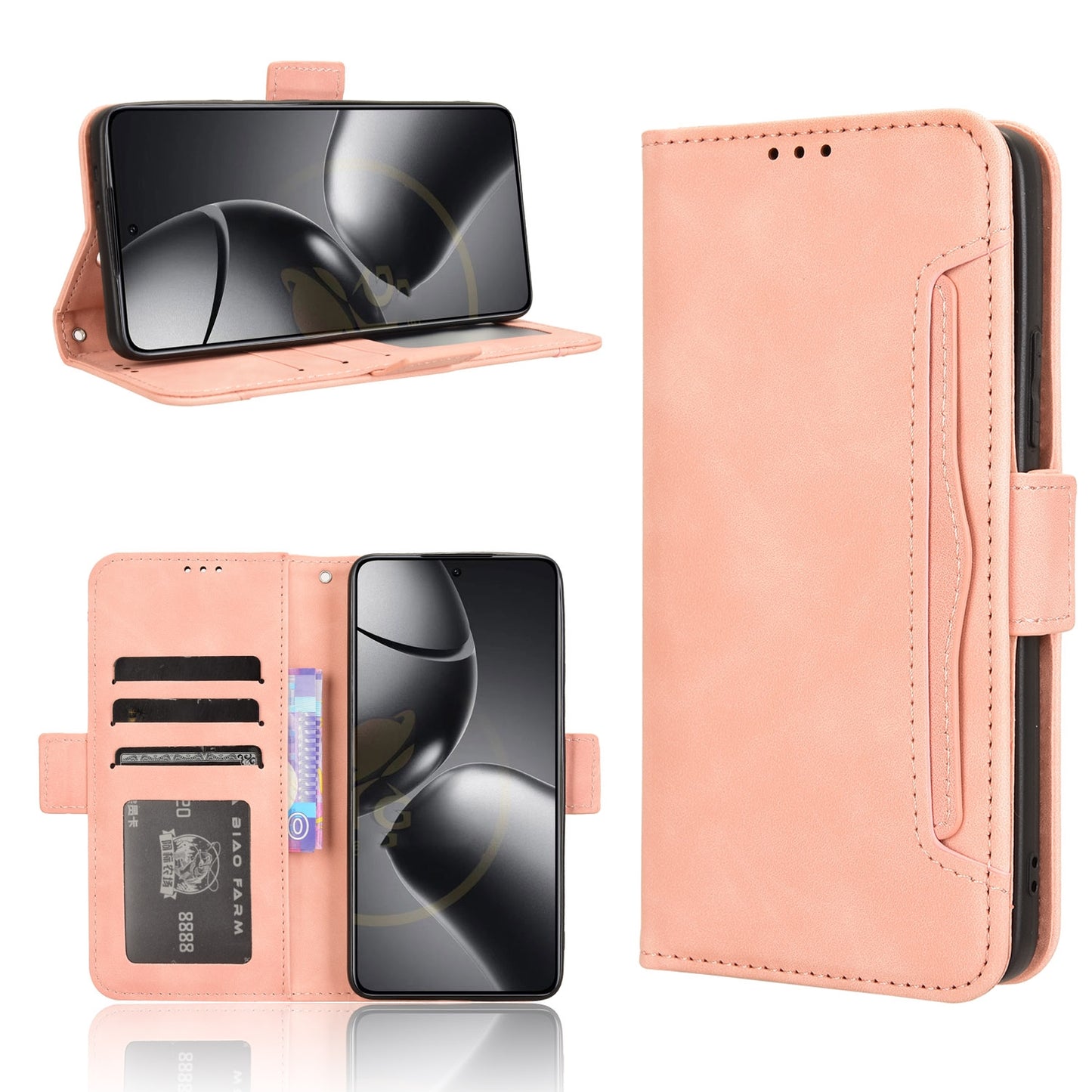 Xiaomi 14T Skin Feel PU Leather Wallet Phone Case with Card Slots, Cash Pocket, Magnetic Closure, Built-In Stand, Full Protection TPU Cover