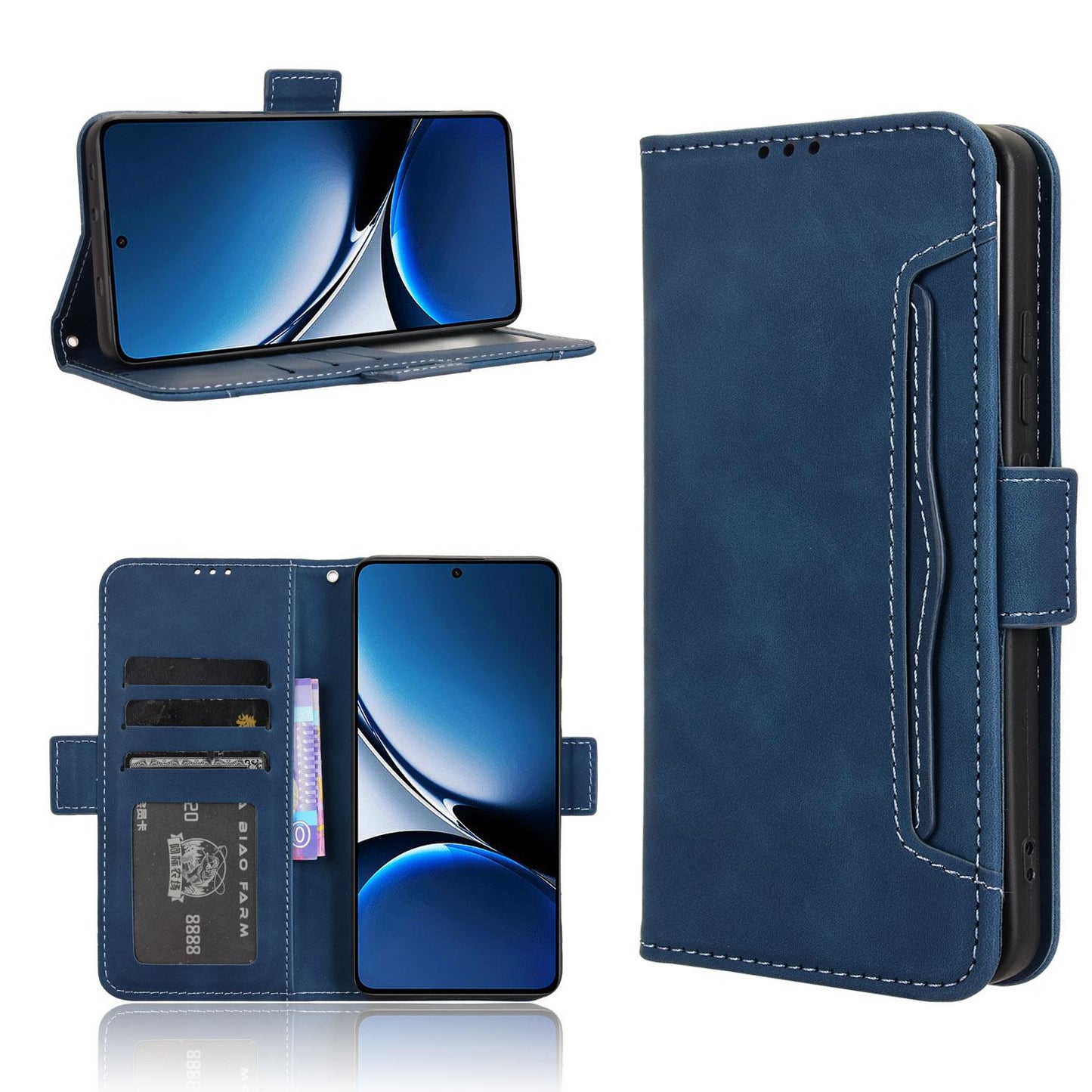 Xiaomi Poco X7 Pro 5G Skin Feel PU Leather Wallet Phone Case with Card Slots, Cash Pocket, Magnetic Closure, Built-In Stand, Full Protection TPU Cover