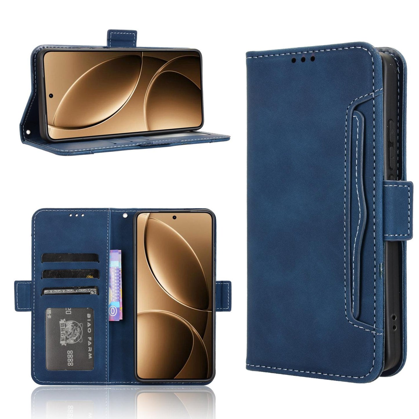 Xiaomi Poco F7 Ultra Skin Feel PU Leather Wallet Phone Case with Card Slots, Cash Pocket, Magnetic Closure, Built-In Stand, Full Protection TPU Cover