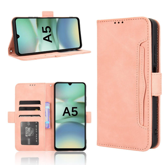 Xiaomi Redmi A5 4G 171.7mm Skin Feel PU Leather Wallet Phone Case with Card Slots, Cash Pocket, Magnetic Closure, Built-In Stand, Full Protection TPU Cover