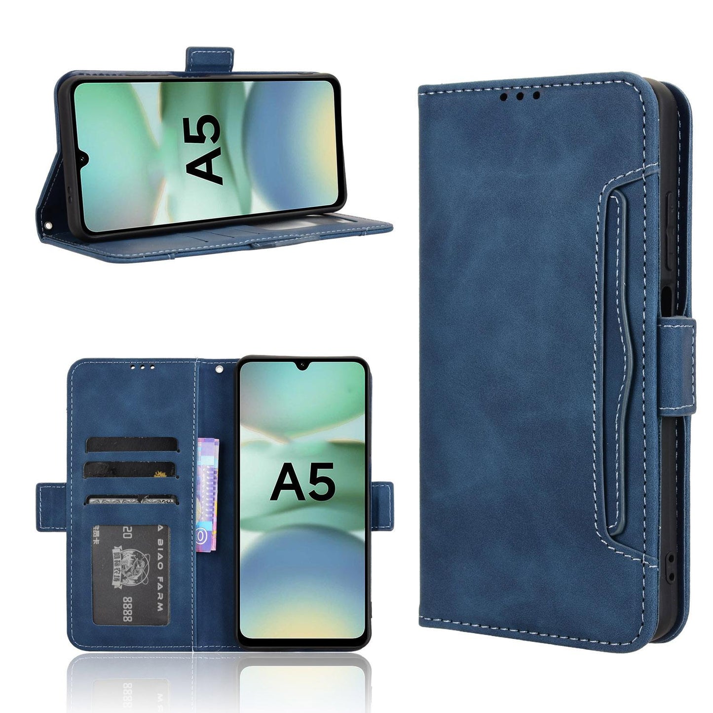 Xiaomi Redmi A5 4G 171.7mm Skin Feel PU Leather Wallet Phone Case with Card Slots, Cash Pocket, Magnetic Closure, Built-In Stand, Full Protection TPU Cover