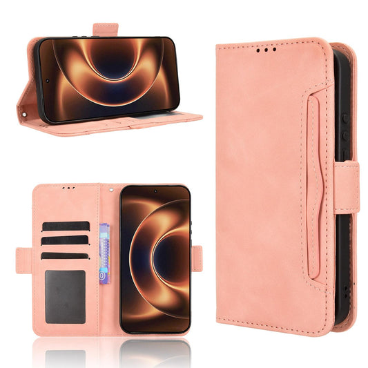 Xiaomi 17 Ultra Skin Feel PU Leather Wallet Phone Case with Card Slots, Cash Pocket, Magnetic Closure, Built-In Stand, Full Protection TPU Cover