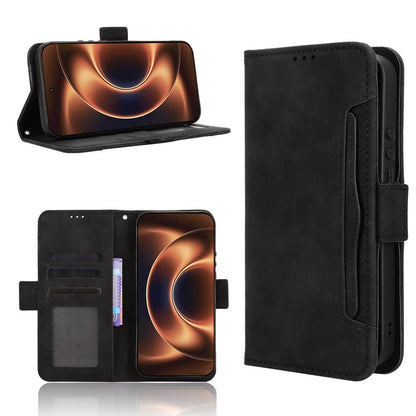 Xiaomi 17 Ultra Skin Feel PU Leather Wallet Phone Case with Card Slots, Cash Pocket, Magnetic Closure, Built-In Stand, Full Protection TPU Cover