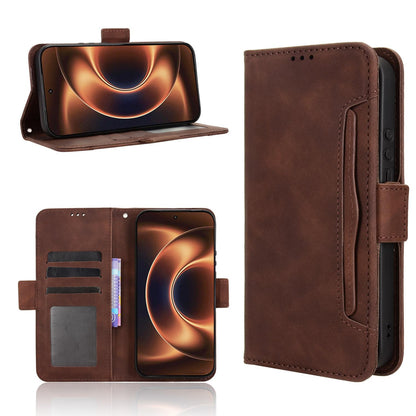 Xiaomi 17 Ultra Skin Feel PU Leather Wallet Phone Case with Card Slots, Cash Pocket, Magnetic Closure, Built-In Stand, Full Protection TPU Cover