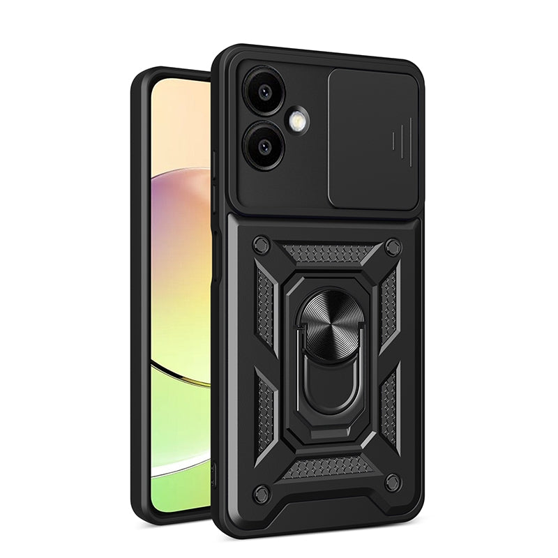 Samsung Galaxy A06 4G Sliding Camera Cover Magnetic Ring Stand Shockproof TPU + PC Protective Phone Case