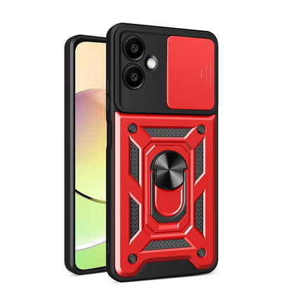 Samsung Galaxy A06 4G Sliding Camera Cover Magnetic Ring Stand Shockproof TPU + PC Protective Phone Case