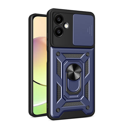 Samsung Galaxy A06 4G Sliding Camera Cover Magnetic Ring Stand Shockproof TPU + PC Protective Phone Case