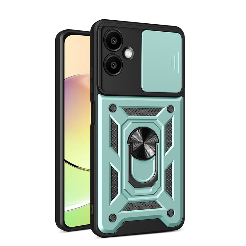 Samsung Galaxy A06 4G Sliding Camera Cover Magnetic Ring Stand Shockproof TPU + PC Protective Phone Case