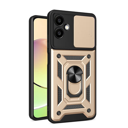 Samsung Galaxy A06 4G Sliding Camera Cover Magnetic Ring Stand Shockproof TPU + PC Protective Phone Case